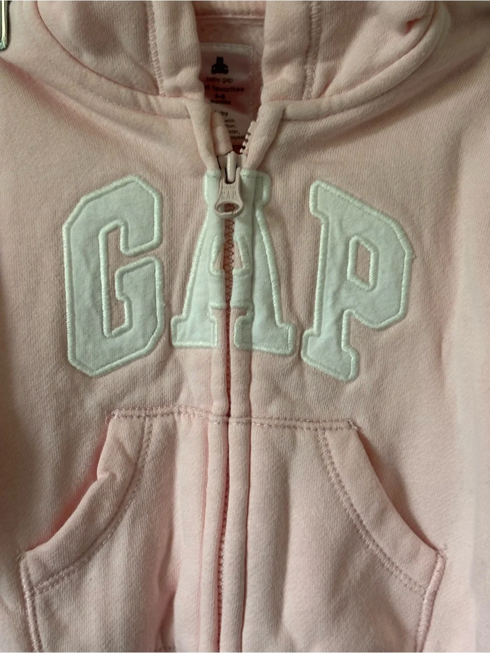 GAP Soft Pink Fleece Hooded Baby One-Piece Footie